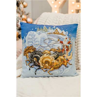 Наволочка декоративная 45х45 Дед мороз на тройке НАТАЛИ, 1071675