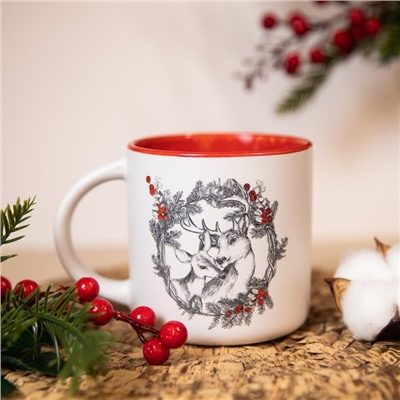 Кружка новогодняя керамическая «Олени», 380 мл