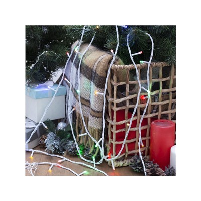 Гирлянда «Нить» 20 м, IP20, белая нить, 200 LED, свечение мульти, 8 режимов, 220 В