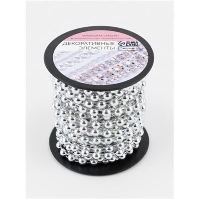 Бусы на нитях, плоские, 6 мм, 9±1 м, цвет серебряный