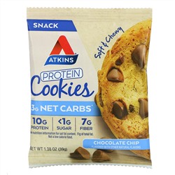 Atkins, Protein Cookies, Chocolate Chip, 4 Cookies, 1.38 oz (39 g) Each