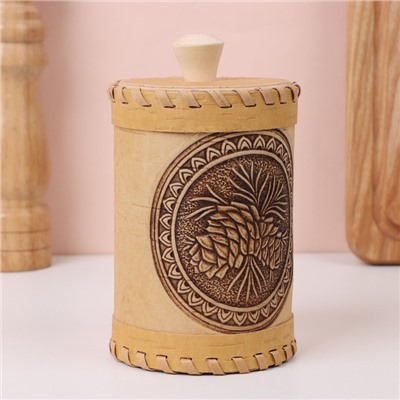 Туес «Шишки», 8×8×10 см, береста