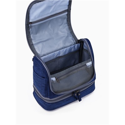 Косметичка - несессер дорожная на молнии, с крючком, с ручкой, с отделами, синий