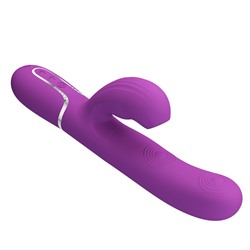 Фиолетовый вибратор с клиторальным отростком Perdita - 22,8 см.