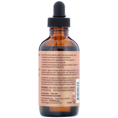 Pura D'or, Professional, Organic Castor Oil, 4 fl oz (118 ml)
