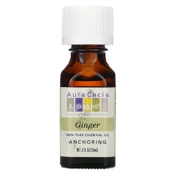 Aura Cacia, 100% чистое эфирное масло, имбирь, 15 мл (0,5 жидк. унции)