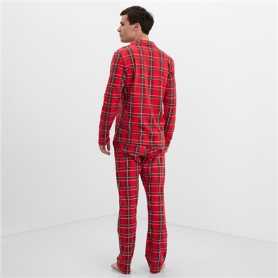 Пижама мужская (рубашка, брюки) KAFTAN «Клетка», размер 52