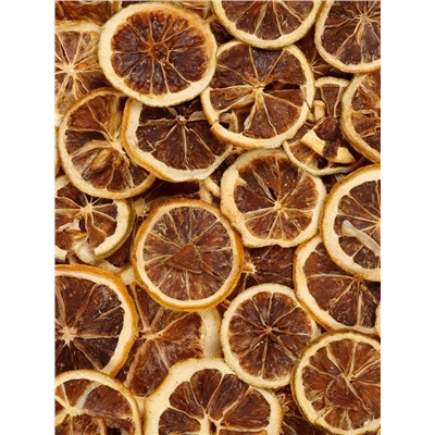 Лимон сушеный без сахара, фруктовые чипсы кольцами, добавка к чаю, 50 г