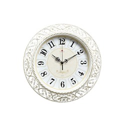 Часы настенные классические, бесшумные, плавный ход, d=39.5 см, белые, от батарейки 1×АА