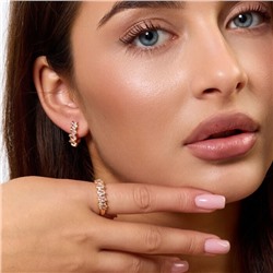 Комплект ювелирной бижутерии коллекция "Дубай" серьги и кольцо 18 р, покрытие позолота, вставка: фианиты, цвет: прозрачный, арт.414.226-18