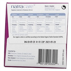 Natracare, прокладки Ultra, поверхность из органического хлопка, длинные, 8 штук