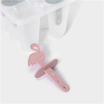 Форма для мороженого «Фламинго», 12.5×11.5×14.5 см, 6 ячеек, прозрачная