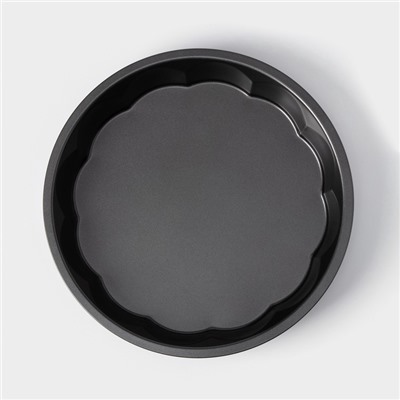 Форма для выпечки Доляна «Волнистый круг. Жаклин», d=28 см, антипригарное покрытие, чёрная