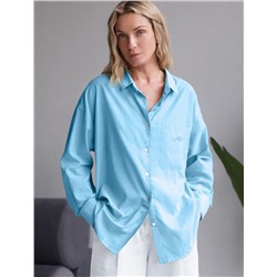 Блузка свободная с карманом из 100% хлопка