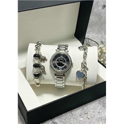Подарочный набор для женщин часы, 2 браслета + коробка #22853036