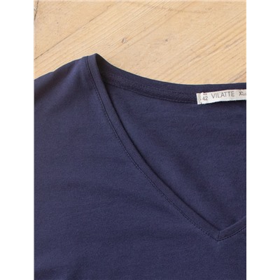 Свободная футболка с V-вырезом и цельнокроеным рукавом из 100% хлопка