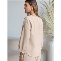 Укороченная блузка с V вырезом из плотного лиоцелла