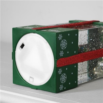 Светодиодная фигура «Подарок зелёный» 10×19×10 см, пластик, батарейки ААх3 (не в комплекте), USB, свечение тёплое белое