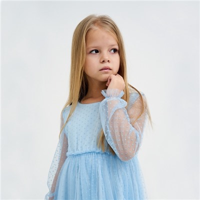 Платье для девочки сетка KAFTAN, размер 30 (98-104 см), голубой