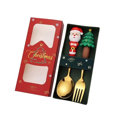 Набор рождественских столовых ложек и вилок  Комплект - 2 прибора