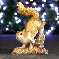 Фигурка полистоун «Белка на ветке», под золото, 7×13×16 см