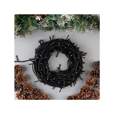 Гирлянда «Нить» 20 м, IP44, тёмная нить, 200 LED, свечение тёплое белое, 8 режимов, 220 В