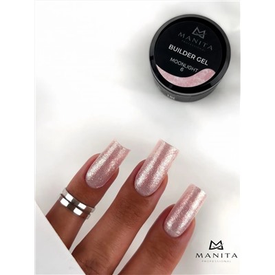 MANITA Гель моделирующий для ногтей с хлопьями юки / Builder Gel Moonlight №06, 15 мл 28229