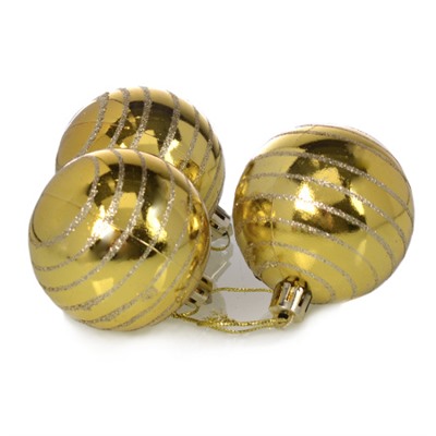Елочные шары 6 штук 6 см / H011 /уп 120/ золото