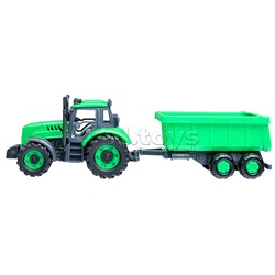 Трактор "Прогресс" с прицепом инерционный (зелёный) (в коробке)