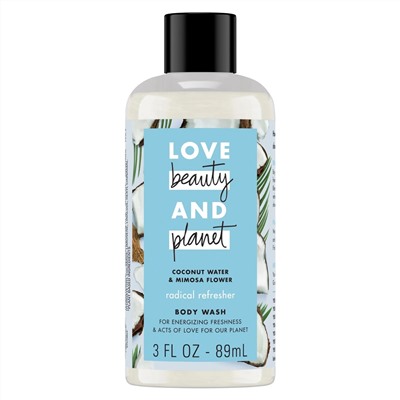 Love Beauty and Planet, Radical Refresher Body Wash, Coconut Water & Mimosa Flower, 3 fl oz (89 ml)