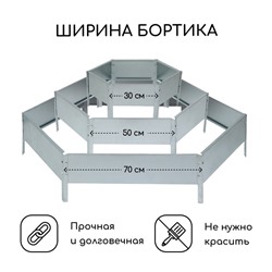 Клумба оцинкованная, 3 яруса, d=60–100–140 см, высота бортика 45 см, Greengo
