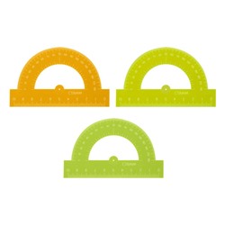 Транспортир 180 градусов 10 см прозрачный, неоновые цвета, ассорти ТР21 Стамм