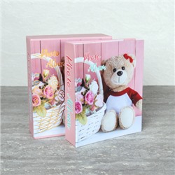 Фотоальбом 100 фото 10х15 Мишки / 9551 /уп 72/коробка (Мишка мальчик, Розовый)