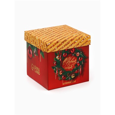 Подарочный набор новогодний «Счастливого года»: чай, конфеты, печенье брауни