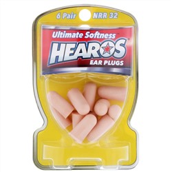 Hearos, Ear Plugs, Ultimate Softness, High, NRR 32, 6 Pair