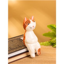 Сувенир «Кот сидячий», 6×6×15 см, дерево, оранжевый