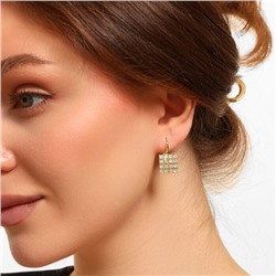 Серьги ювелирная бижутерия Итальянское золото (покрытие желтое 14к), вставка: фианиты, цвет: прозрачный, арт.216.203