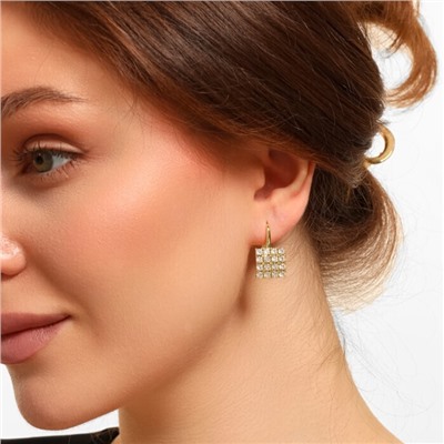 Серьги ювелирная бижутерия Итальянское золото (покрытие желтое 14к), вставка: фианиты, цвет: прозрачный, арт.216.203