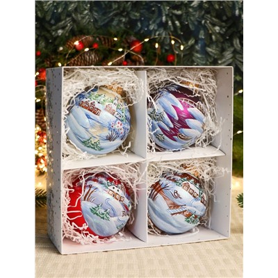 Набор из 4-х ёлочных шаров d=10 см «Зимний сон»