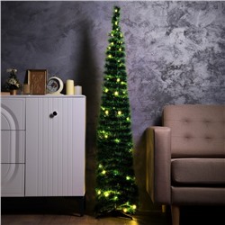 Светодиодная фигура из мишуры «Зеленая елка» 160×40 см, 300 LED, батарейки ААх3, свечение тёплое белое