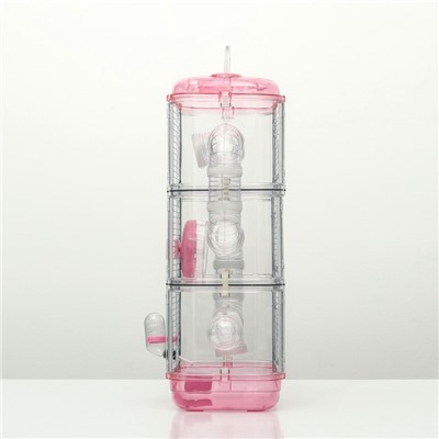 УЦЕНКА Клетка для грызунов с туннелем и наполнением, 32×21×55, см, розовая