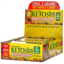 Nature's Plus, KETOslim, High Protein Bar, Chocolate Almond Crunch, 12 Bars, 2.1 oz (60 g) Each