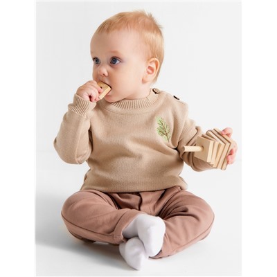 Джемпер вязаный новогодний «Крошка Я. Еловые веточки», рост 74-80 см, бежевый