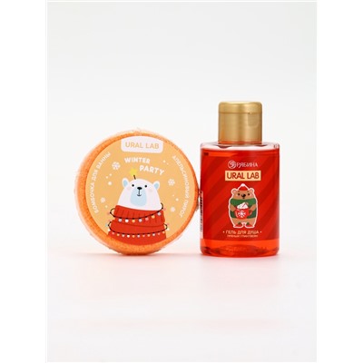 Подарочный набор новогодний в тубусе «Снеговичок», бомбочка, гель, мочалка, URAL LAB