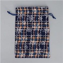 Мешочек подарочный холща «Новогодняя пора», снежинки, 16×24 см ± 1.5 см