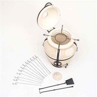 Тандыр «Атаман» с откидной крышкой, h=107 см, d=61 см, 145 кг, 12 шампуров, кочерга, совок