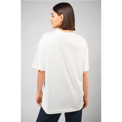 Женская футболка оверсайз из футера двухнитки Happyfox