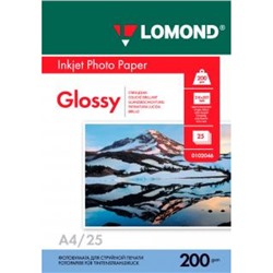Фотобумага А4  25л 200г глянцевая 0102046 Lomond