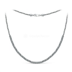 Колье из серебра с гематитом и марказитами родированное К 603 Мг