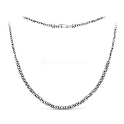 Колье из серебра с гематитом и марказитами родированное К 603 Мг